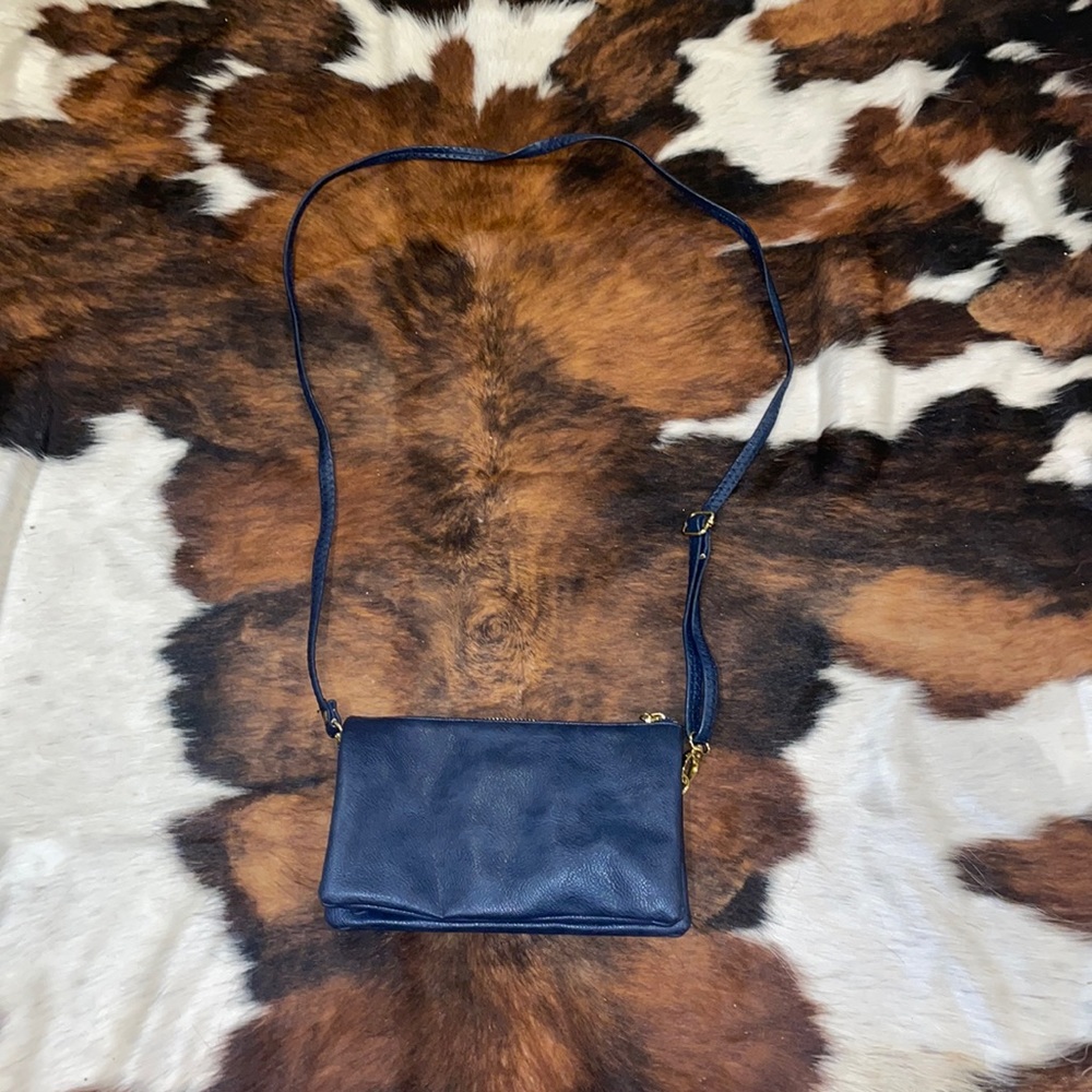 small navy blue cross body purse